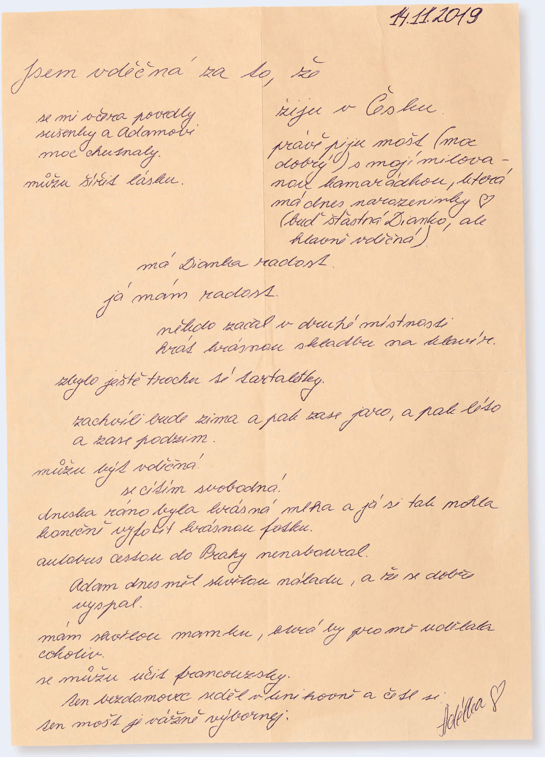 Česká vděčnost - dopis