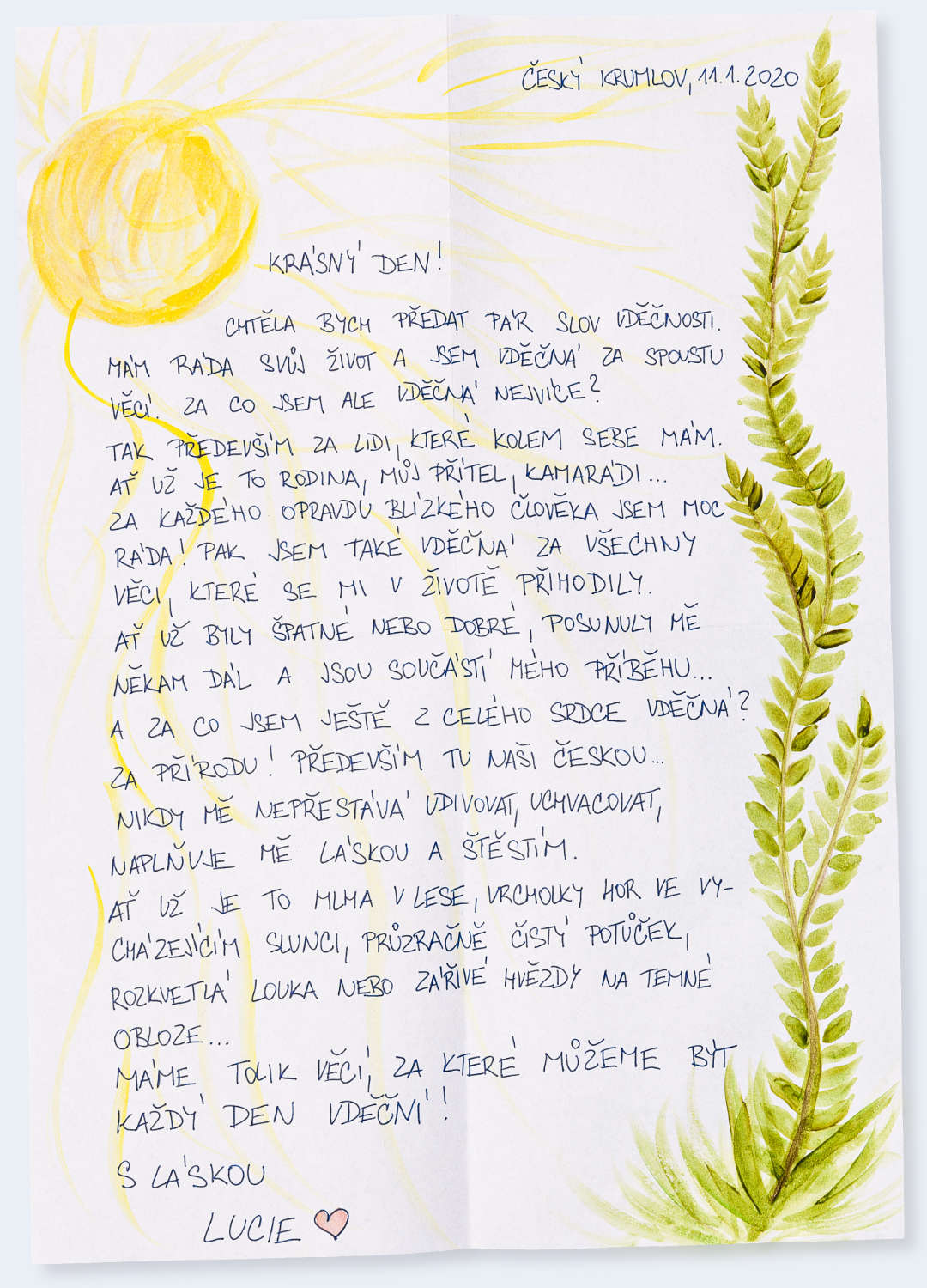 Česká vděčnost - dopis