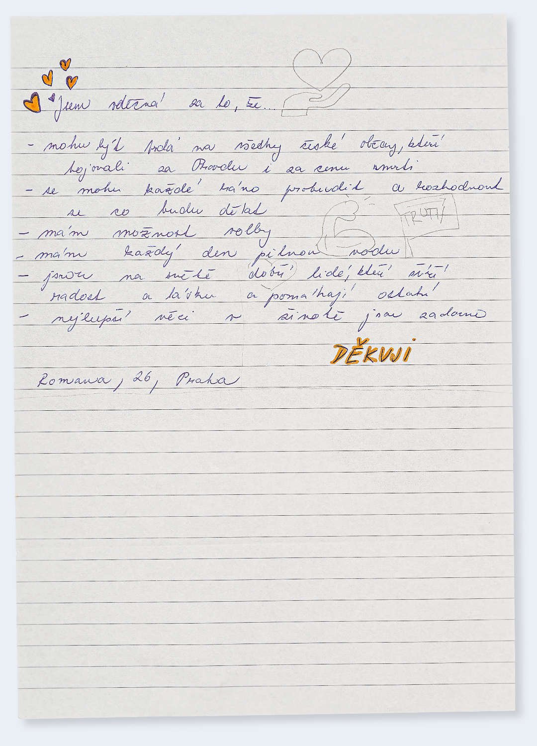 Česká vděčnost - dopis