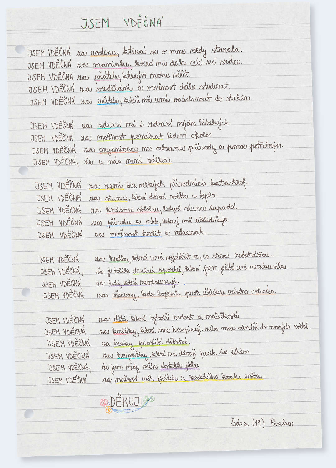 Česká vděčnost - dopis
