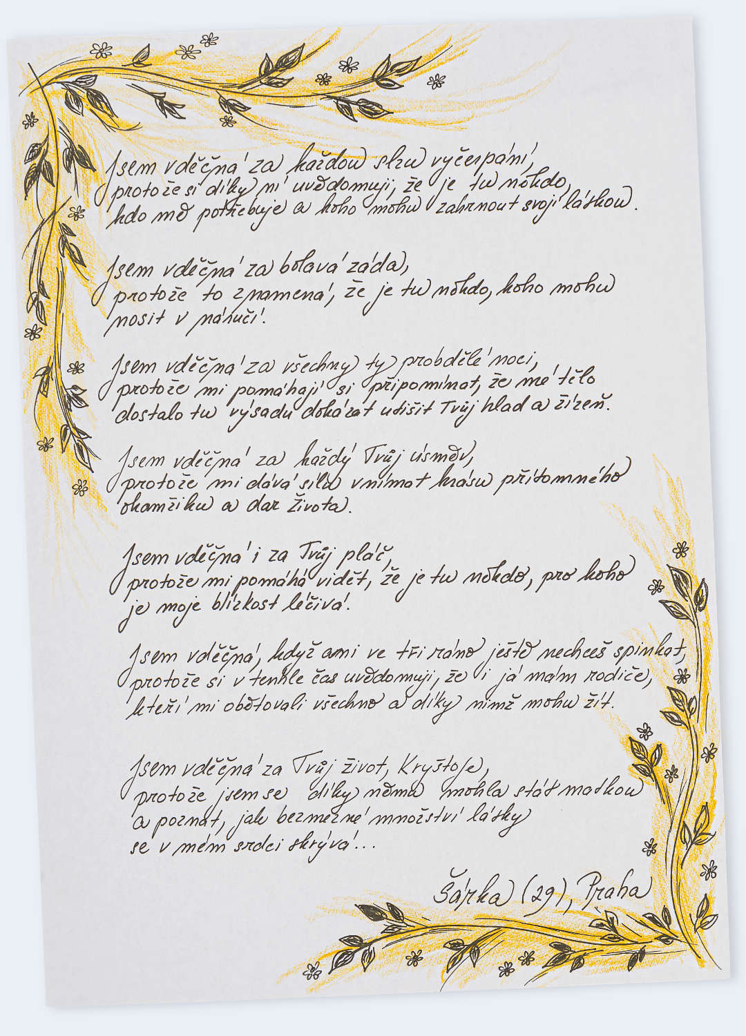 Česká vděčnost - dopis