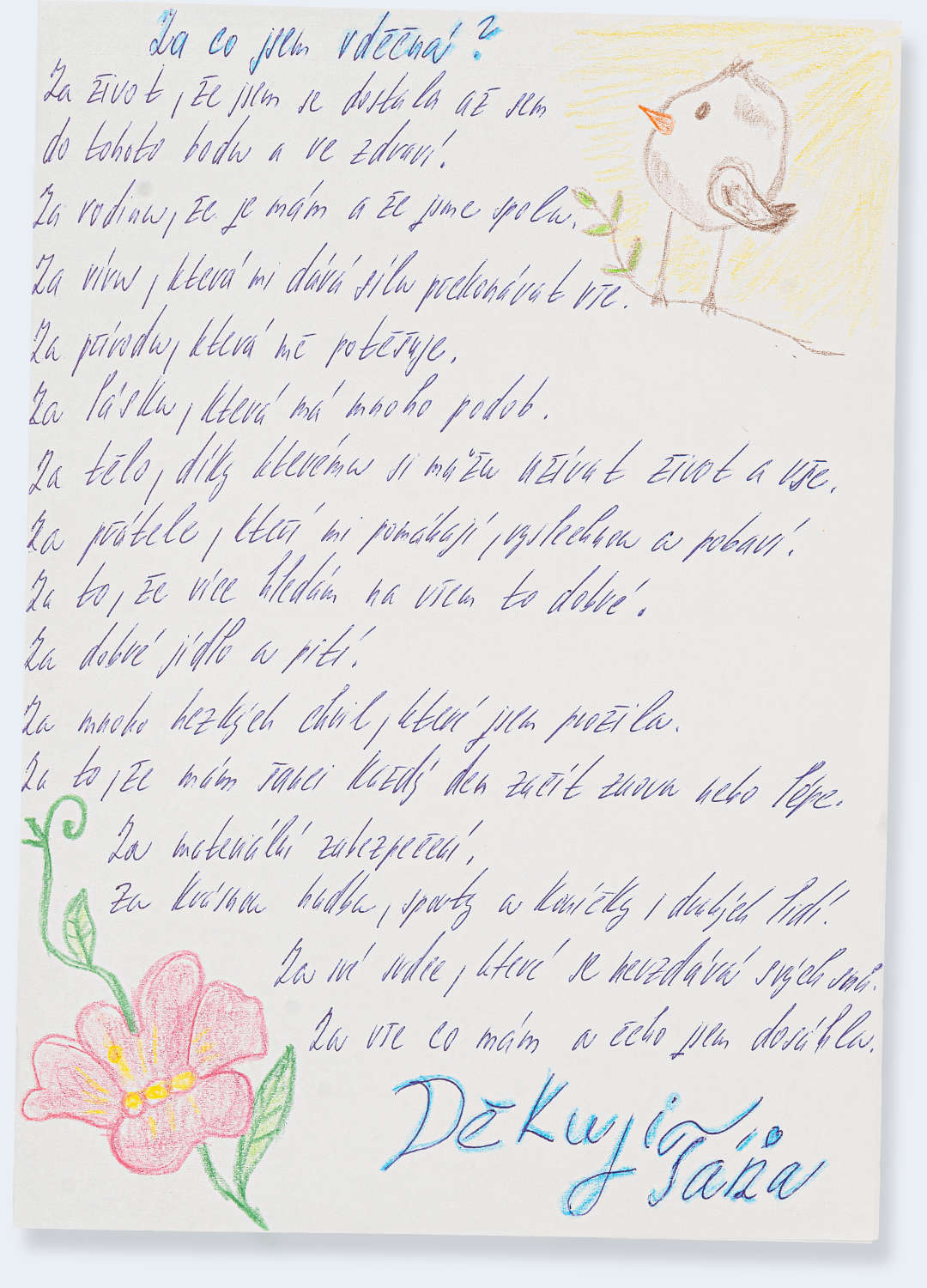 Česká vděčnost - dopis