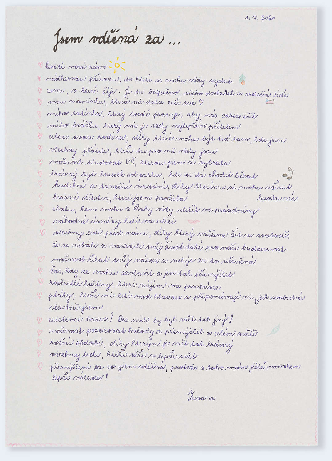 Česká vděčnost - dopis